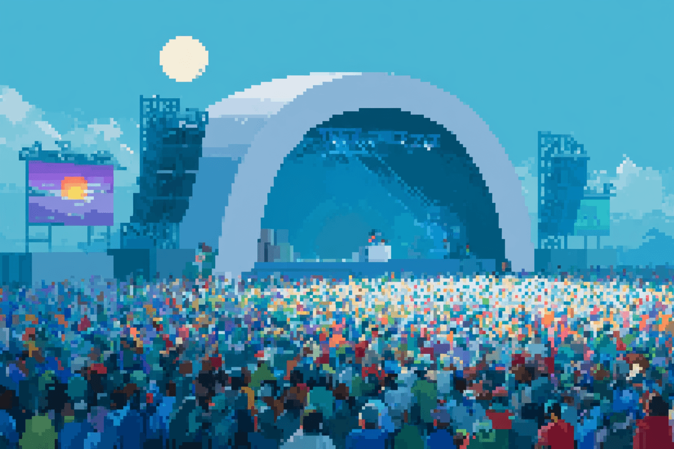 Illustration pixel art pour management d'artistes