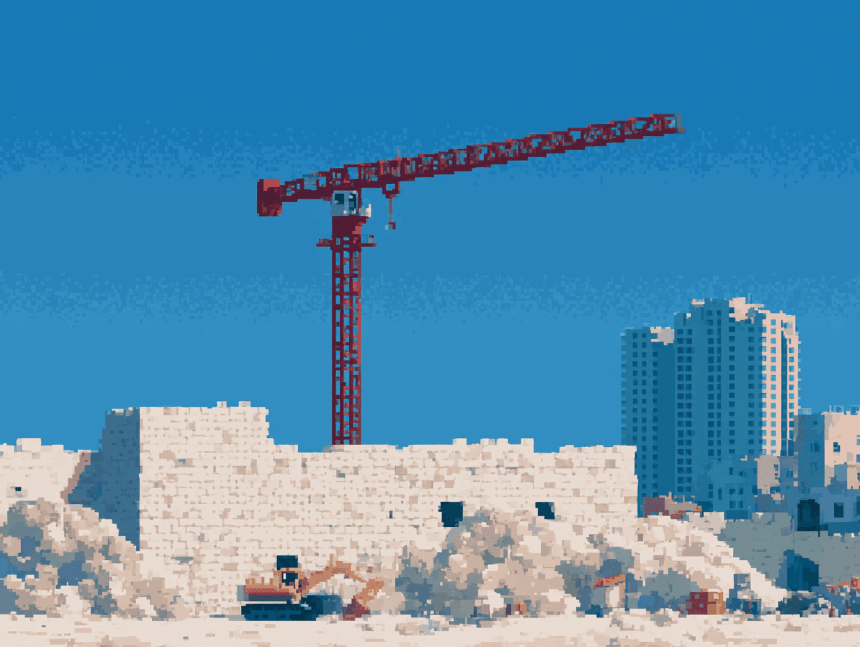 Illustration pixel art pour BTP et construction