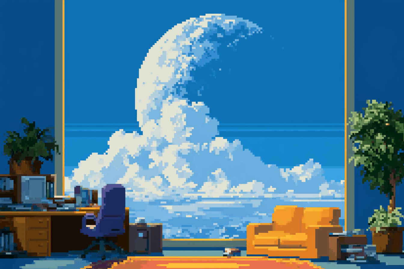 Illustration pixel art pour secrétariat et assistance